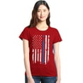 thumbnail image 1 of Shop4Ever Women's American Flag Blue Line Patriotic 4th of July Graphic T-Shirt Small Red, 1 of 5