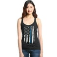 thumbnail image 1 of Shop4Ever Women's American Flag Blue Line Patriotic 4th of July Racerback Tank Top Large Black, 1 of 5