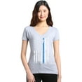 thumbnail image 1 of Shop4Ever Women's American Flag Blue Line Patriotic 4th of July Slim Fit V-Neck T-Shirt XX-Large Sports Grey, 1 of 5
