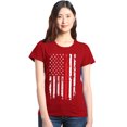 thumbnail image 1 of Shop4Ever Women's American Flag Red Line Patriotic 4th of July Graphic T-Shirt Large Red, 1 of 5