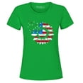 thumbnail image 1 of Shop4Ever Women's American Flag Sunflower Flower Star 4th of July Graphic T-Shirt XX-Large Irish Green, 1 of 5