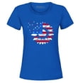 thumbnail image 1 of Shop4Ever Women's American Flag Sunflower Flower Star 4th of July Graphic T-Shirt XX-Large Royal Blue, 1 of 5