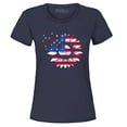 thumbnail image 1 of Shop4Ever Women's American Flag Sunflower Flower Star 4th of July Graphic T-Shirt XXX-Large Navy, 1 of 5