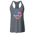 thumbnail image 1 of Shop4Ever Women's American Flag Sunflower Flower Star 4th of July Racerback Tank Top Large Charcoal, 1 of 5