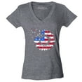 thumbnail image 1 of Shop4Ever Women's American Flag Sunflower Flower Star 4th of July Slim Fit V-Neck T-Shirt Large Heather Charcoal, 1 of 5