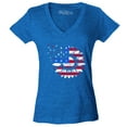 thumbnail image 1 of Shop4Ever Women's American Flag Sunflower Flower Star 4th of July Slim Fit V-Neck T-Shirt X-Large Heather Royal Blue, 1 of 5