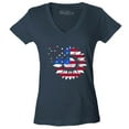 thumbnail image 1 of Shop4Ever Women's American Flag Sunflower Flower Star 4th of July Slim Fit V-Neck T-Shirt X-Small Charcoal, 1 of 5