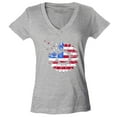 thumbnail image 1 of Shop4Ever Women's American Flag Sunflower Flower Star 4th of July Slim Fit V-Neck T-Shirt XX-Large Sports Grey, 1 of 5