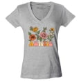 thumbnail image 1 of Shop4Ever Women's Auntie Floral Flowers Retro Groovy Wildflowers Aesthetic Slim Fit V-Neck T-Shirt Large Sports Grey, 1 of 5