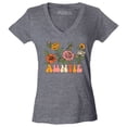 thumbnail image 1 of Shop4Ever Women's Auntie Floral Flowers Retro Groovy Wildflowers Aesthetic Slim Fit V-Neck T-Shirt X-Small Heather Charcoal, 1 of 5