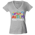 thumbnail image 1 of Shop4Ever Women's Autism Acceptance Infinity Symbol Slim Fit V-Neck T-Shirt Small Sports Grey, 1 of 5