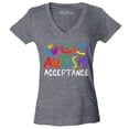 thumbnail image 1 of Shop4Ever Women's Autism Acceptance Infinity Symbol Slim Fit V-Neck T-Shirt X-Large Heather Charcoal, 1 of 5