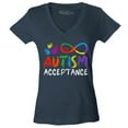 thumbnail image 1 of Shop4Ever Women's Autism Acceptance Infinity Symbol Slim Fit V-Neck T-Shirt X-Small Charcoal, 1 of 5