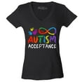 thumbnail image 1 of Shop4Ever Women's Autism Acceptance Infinity Symbol Slim Fit V-Neck T-Shirt XX-Large Black, 1 of 5