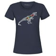 thumbnail image 1 of Shop4Ever Women's Autism Awareness Dinosaur Word Cloud Graphic T-Shirt Medium Navy, 1 of 5