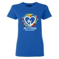 thumbnail image 1 of Shop4Ever Women's Autism Awareness Hands Puzzle Heart Graphic T-Shirt XXX-Large Royal Blue, 1 of 5