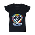 thumbnail image 1 of Shop4Ever Women's Autism Awareness Hands Puzzle Heart Slim Fit V-Neck T-Shirt X-Small Black, 1 of 5