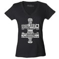thumbnail image 1 of Shop4Ever Women's Autism Awareness Puzzle Piece Word Cloud Slim Fit V-Neck T-Shirt Medium Black, 1 of 5