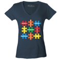 thumbnail image 1 of Shop4Ever Women's Autism Awareness Puzzle Pieces with Words Slim Fit V-Neck T-Shirt Large Charcoal, 1 of 5