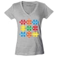 thumbnail image 1 of Shop4Ever Women's Autism Awareness Puzzle Pieces with Words Slim Fit V-Neck T-Shirt X-Small Sports Grey, 1 of 5