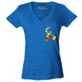 thumbnail image 1 of Shop4Ever Women's Autism Awareness Puzzle Ribbon Pocket Size Slim Fit V-Neck T-Shirt Small Heather Royal Blue, 1 of 5