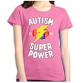 thumbnail image 1 of Shop4Ever Women's Autism Is My Super Power Autism Awareness Graphic T-Shirt Large Azalea Pink, 1 of 5