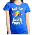 thumbnail image 1 of Shop4Ever Women's Autism Is My Super Power Autism Awareness Graphic T-Shirt Large Royal Blue, 1 of 5