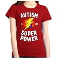 thumbnail image 1 of Shop4Ever Women's Autism Is My Super Power Autism Awareness Graphic T-Shirt Small Red, 1 of 5