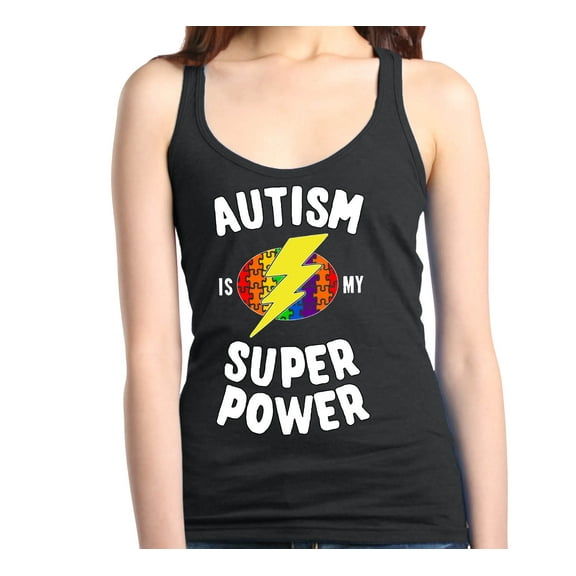 Shop4Ever Women's Autism Is My Super Power Autism Awareness Racerback Tank Top X-Small Black