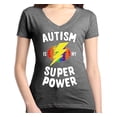 thumbnail image 1 of Shop4Ever Women's Autism Is My Super Power Autism Awareness Slim Fit V-Neck T-Shirt Medium Heather Charcoal, 1 of 5