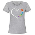 thumbnail image 1 of Shop4Ever Women's Autism Love Heart Puzzle Pieces Graphic T-Shirt X-Large Sports Grey, 1 of 5