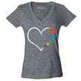 thumbnail image 1 of Shop4Ever Women's Autism Love Heart Puzzle Pieces Slim Fit V-Neck T-Shirt Medium Heather Charcoal, 1 of 5