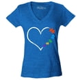thumbnail image 1 of Shop4Ever Women's Autism Love Heart Puzzle Pieces Slim Fit V-Neck T-Shirt XX-Large Heather Royal Blue, 1 of 5