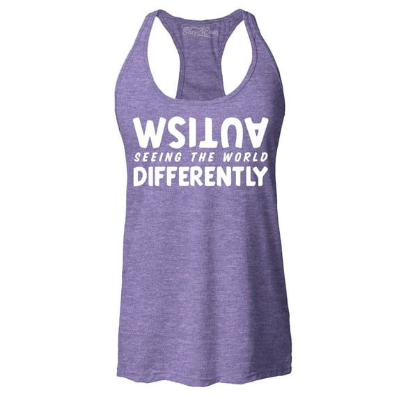 Shop4Ever Women's Autism Seeing the World Differently Racerback Tank Top Small Purple