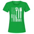 thumbnail image 1 of Shop4Ever Women's BBQ American Flag USA Grill Cook Graphic T-Shirt Small Irish Green, 1 of 5