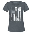 thumbnail image 1 of Shop4Ever Women's BBQ American Flag USA Grill Cook Graphic T-Shirt XX-Large Dark Heather, 1 of 5