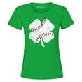 thumbnail image 1 of Shop4Ever Women's Baseball Shamrock Charm St. Patrick's Day Sports Graphic T-Shirt Large Irish Green, 1 of 5
