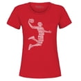 thumbnail image 1 of Shop4Ever Women's Basketball Player Dunk Silhouette Word Cloud Graphic T-Shirt Small Red, 1 of 5