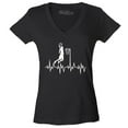 thumbnail image 1 of Shop4Ever Women's Basketball Player Slam Dunk Heartline Heartbeat Slim Fit V-Neck T-Shirt Large Black, 1 of 5