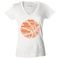 thumbnail image 1 of Shop4Ever Women's Basketball Word Cloud Orange Ball Silhouette Slim Fit V-Neck T-Shirt Medium White, 1 of 5