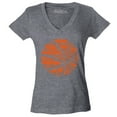 thumbnail image 1 of Shop4Ever Women's Basketball Word Cloud Orange Ball Silhouette Slim Fit V-Neck T-Shirt X-Large Heather Charcoal, 1 of 5