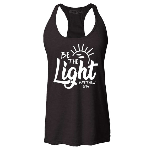 Shop4Ever Women's Be The Light Matthew 5:14 Racerback Tank Top X-Small Black