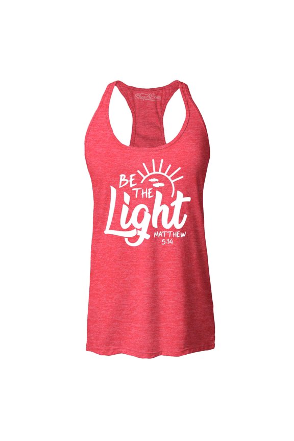 Women's Be The Light Matthew 5:14 Racerback Tank Top XX-Large Red