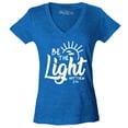 thumbnail image 1 of Shop4Ever Women's Be The Light Matthew 5:14 Slim Fit V-Neck T-Shirt X-Large Heather Royal Blue, 1 of 5