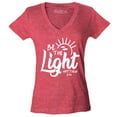 thumbnail image 1 of Shop4Ever Women's Be The Light Matthew 5:14 Slim Fit V-Neck T-Shirt X-Small Heather Red, 1 of 5