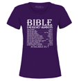 thumbnail image 1 of Shop4Ever Women's Bible Emergency Numbers Verses Available 24/7 Graphic T-Shirt Large Purple, 1 of 5