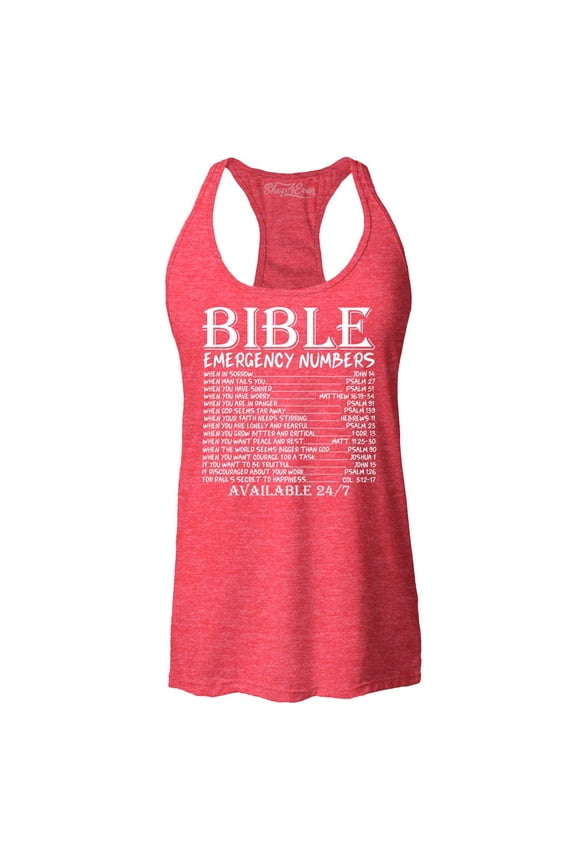 Women's Bible Emergency Numbers Verses Available 24/7 Racerback Tank Top Small Red
