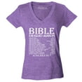 thumbnail image 1 of Shop4Ever Women's Bible Emergency Numbers Verses Available 24/7 Slim Fit V-Neck T-Shirt Large Heather Purple, 1 of 5