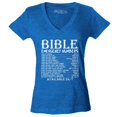 thumbnail image 1 of Shop4Ever Women's Bible Emergency Numbers Verses Available 24/7 Slim Fit V-Neck T-Shirt XX-Large Heather Royal Blue, 1 of 5