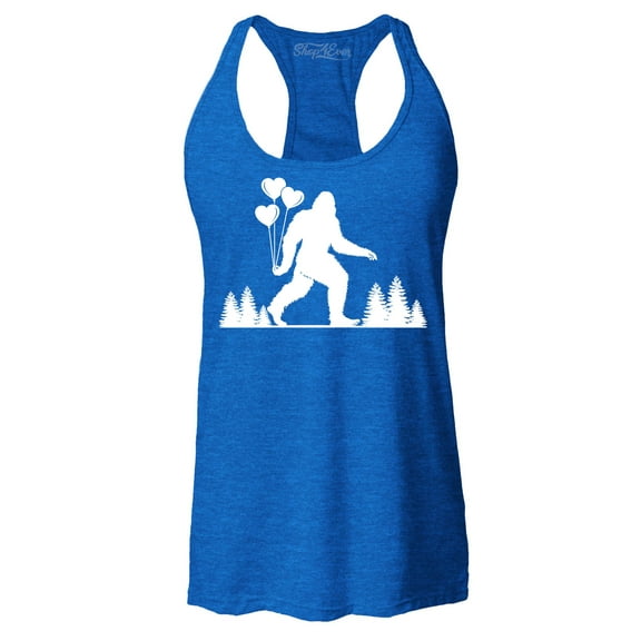Shop4Ever Women's Big Foot with Heart Balloons Racerback Tank Top Small Royal Blue